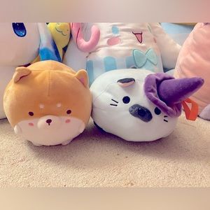 cute stuffed animal bundle Shiba Inu & Halloween cat